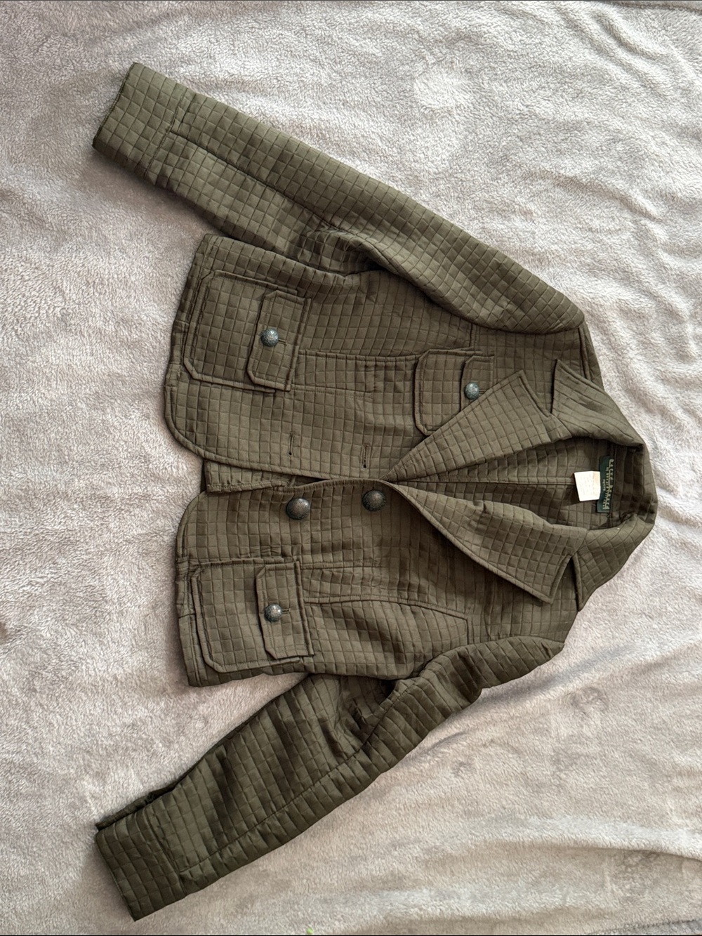 Harve Benard Olive Quilted Blazer Jacket